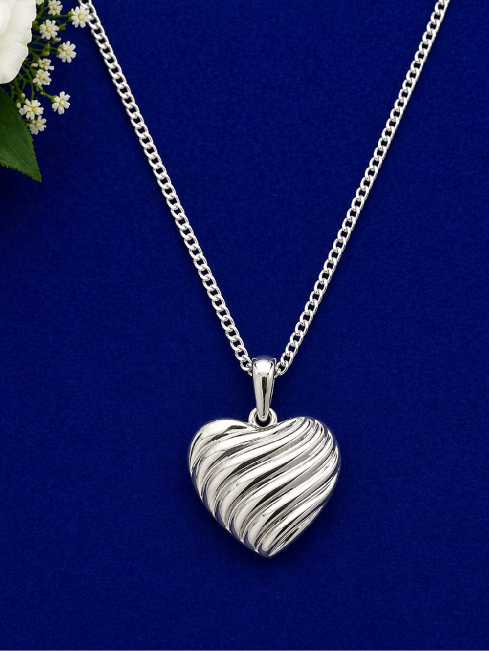 Sterling Silver Heart Pendant Necklace - Silver Heart Chain